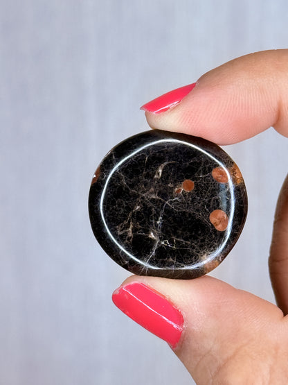 Peanut Obsidian Flatstone – Polished Volcanic Glass Palm Stone | Handpicked Protective Grounding Crystal