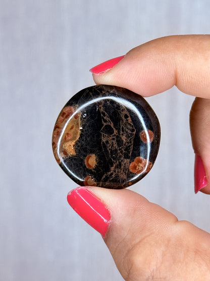 Peanut Obsidian Flatstone – Polished Volcanic Glass Palm Stone | Handpicked Protective Grounding Crystal