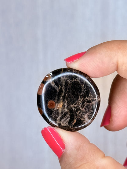 Peanut Obsidian Flatstone – Polished Volcanic Glass Palm Stone | Handpicked Protective Grounding Crystal