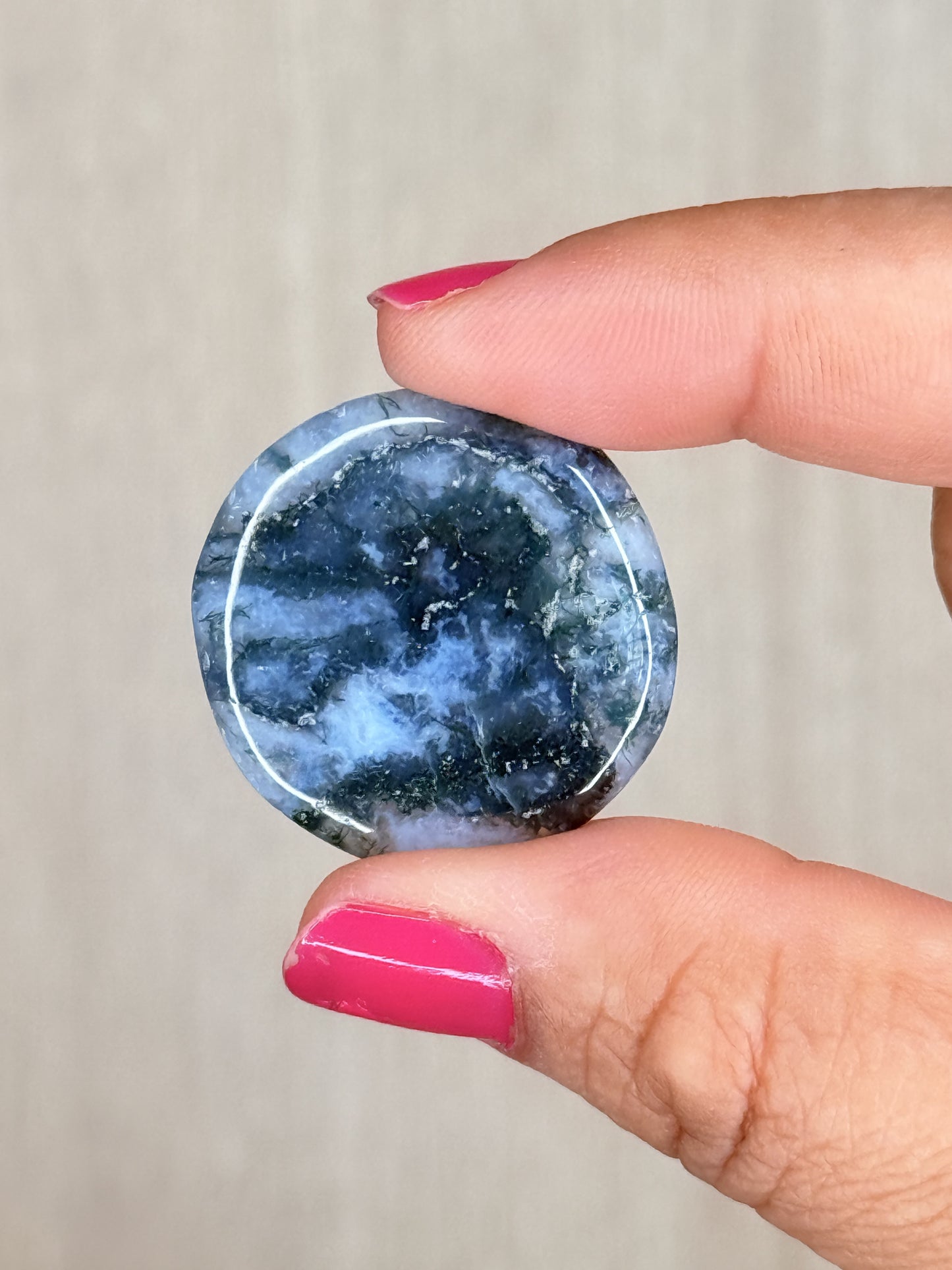 Moss Agate Flatstone – Forest Energy Palm Stone | Handpicked Earth Harmony Crystal