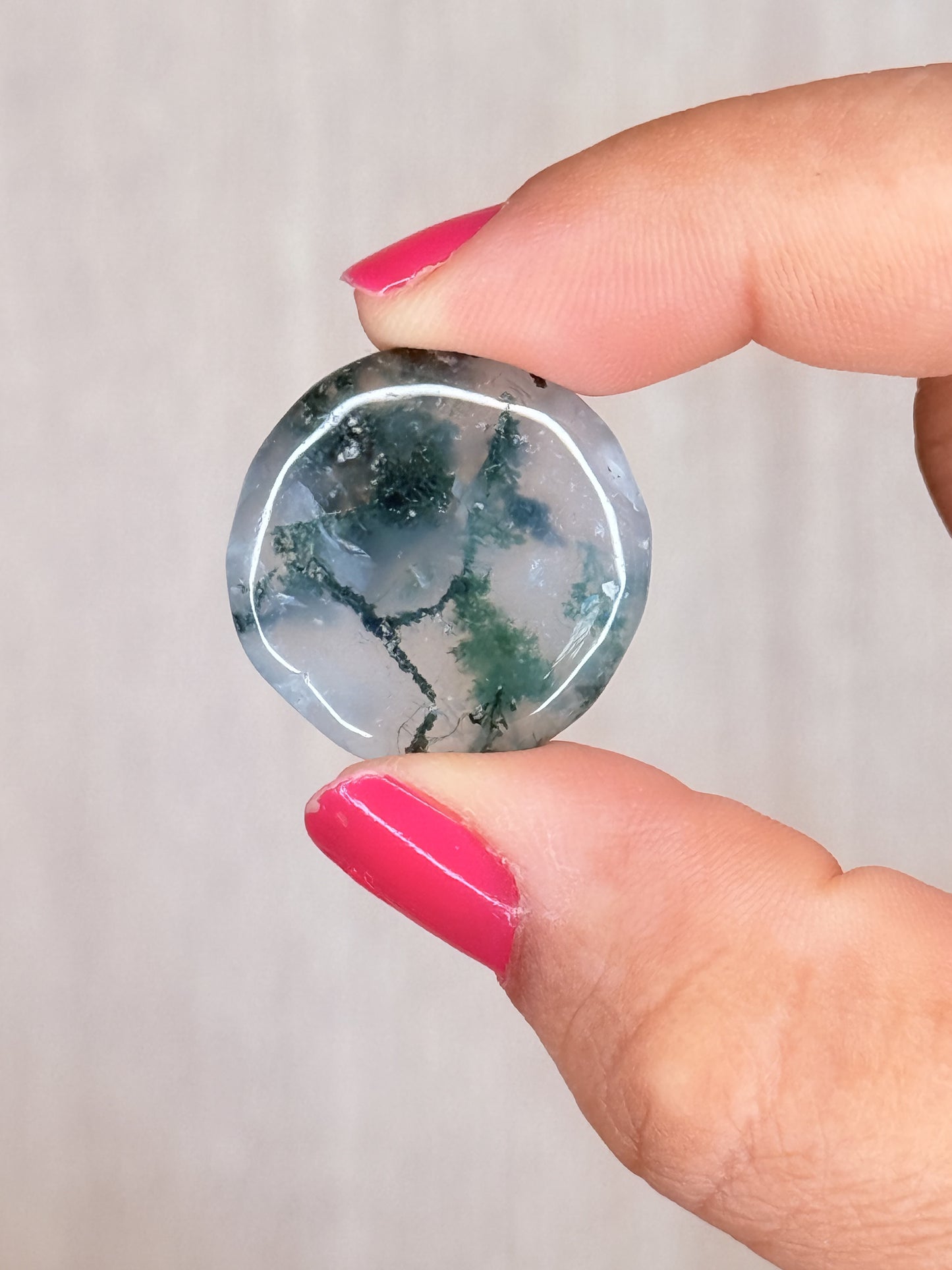 Moss Agate Flatstone – Forest Energy Palm Stone | Handpicked Earth Harmony Crystal