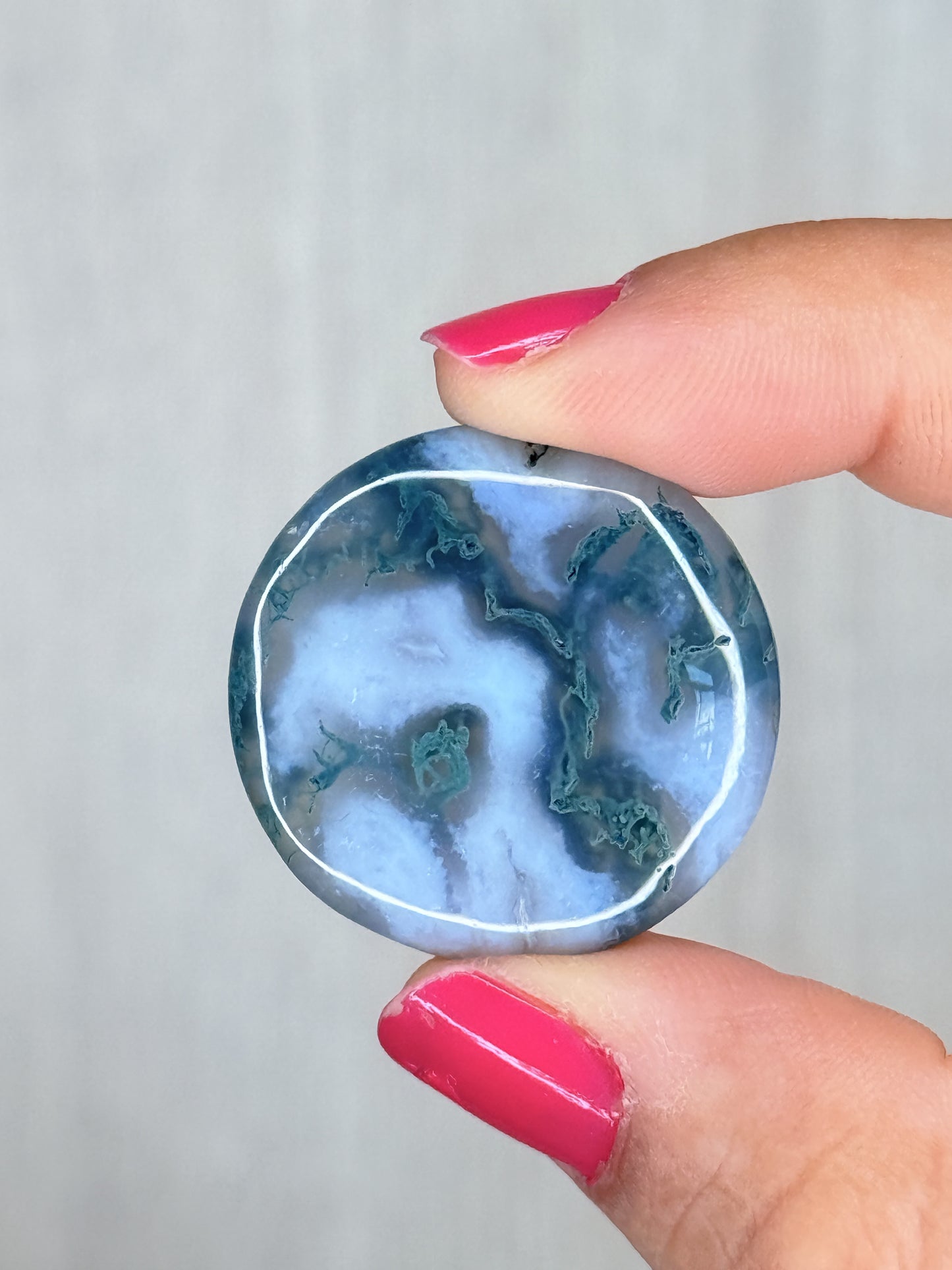 Moss Agate Flatstone – Forest Energy Palm Stone | Handpicked Earth Harmony Crystal