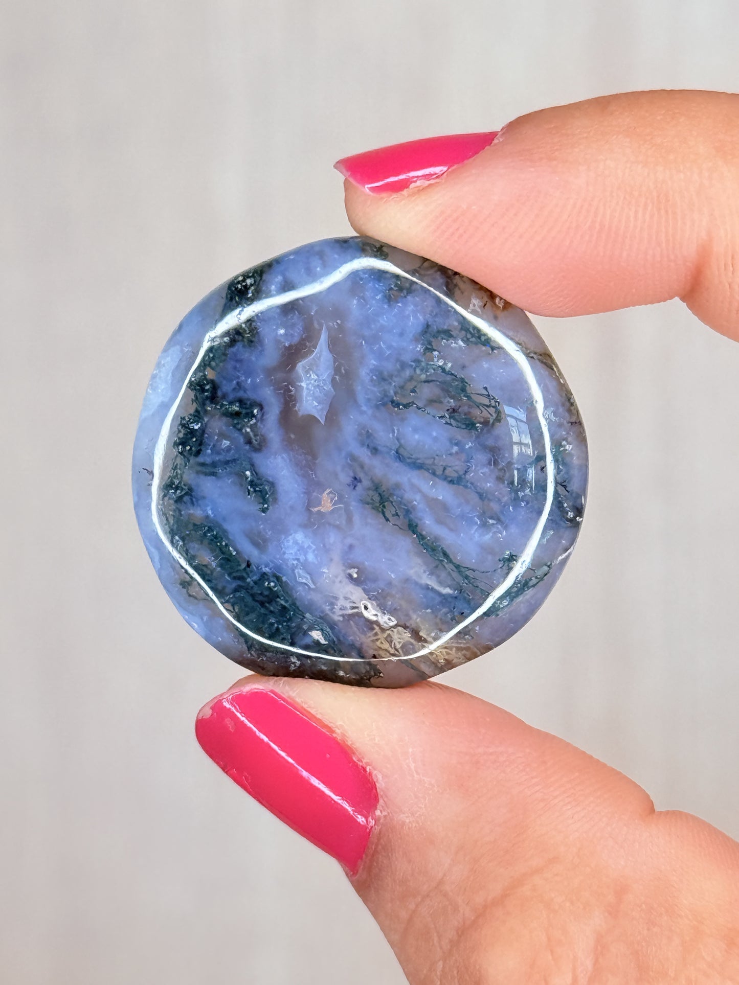 Moss Agate Flatstone – Forest Energy Palm Stone | Handpicked Earth Harmony Crystal