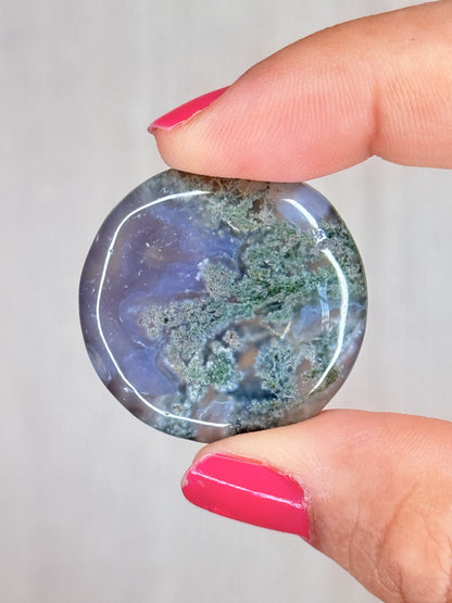 Moss Agate Flatstone – Forest Energy Palm Stone | Handpicked Earth Harmony Crystal