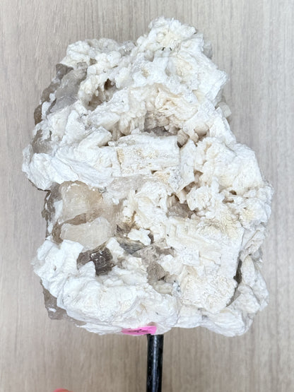 🤍 Albite & Smoky Quartz on Stand - A Study in Light and Structure