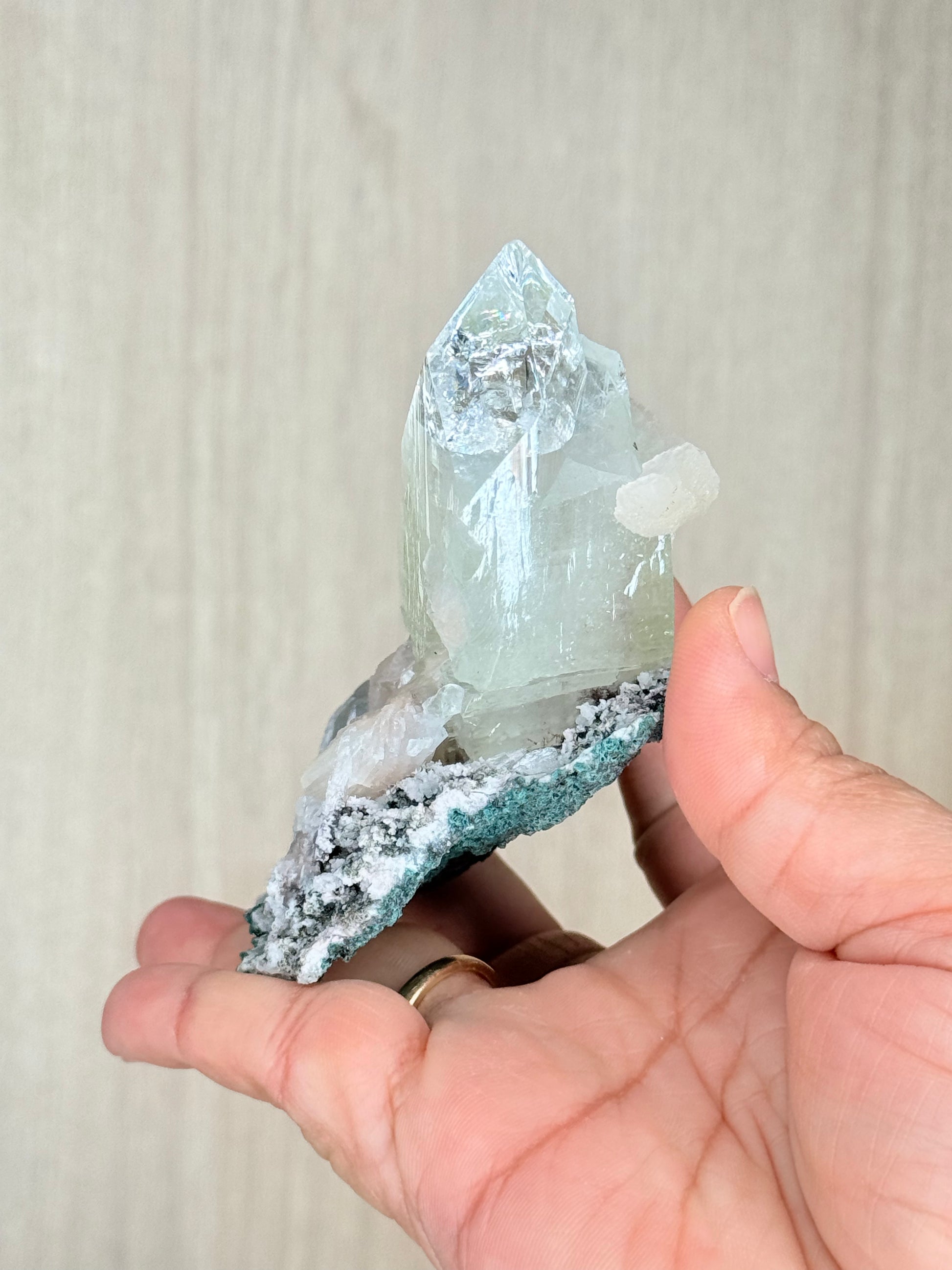 Apophyllite with Stilbite Crystal Specimen – Maharashtra, India | Luminous Zeolite Mineral Cluster - Auralis Crystals