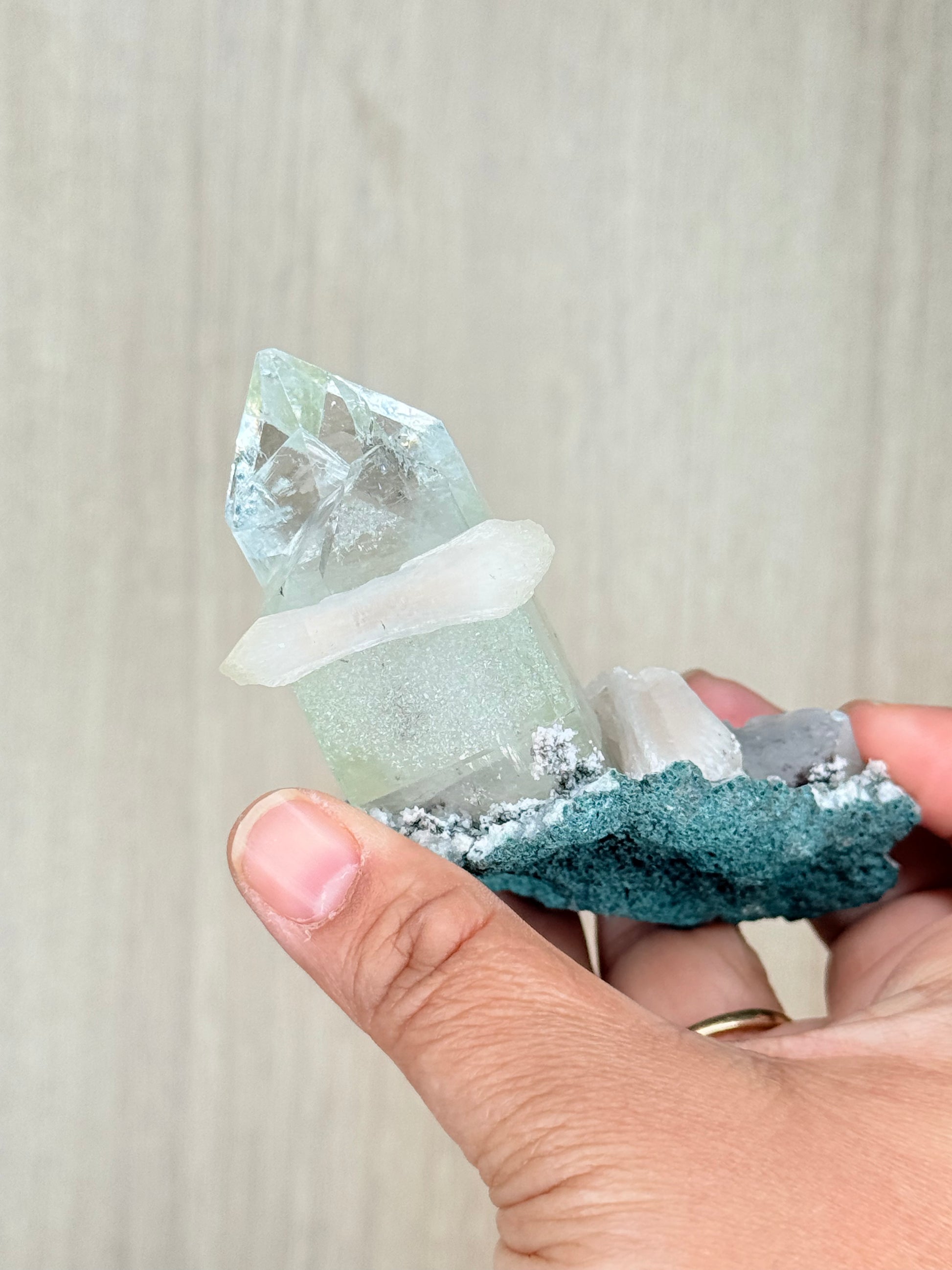 Apophyllite with Stilbite Crystal Specimen – Maharashtra, India | Luminous Zeolite Mineral Cluster - Auralis Crystals