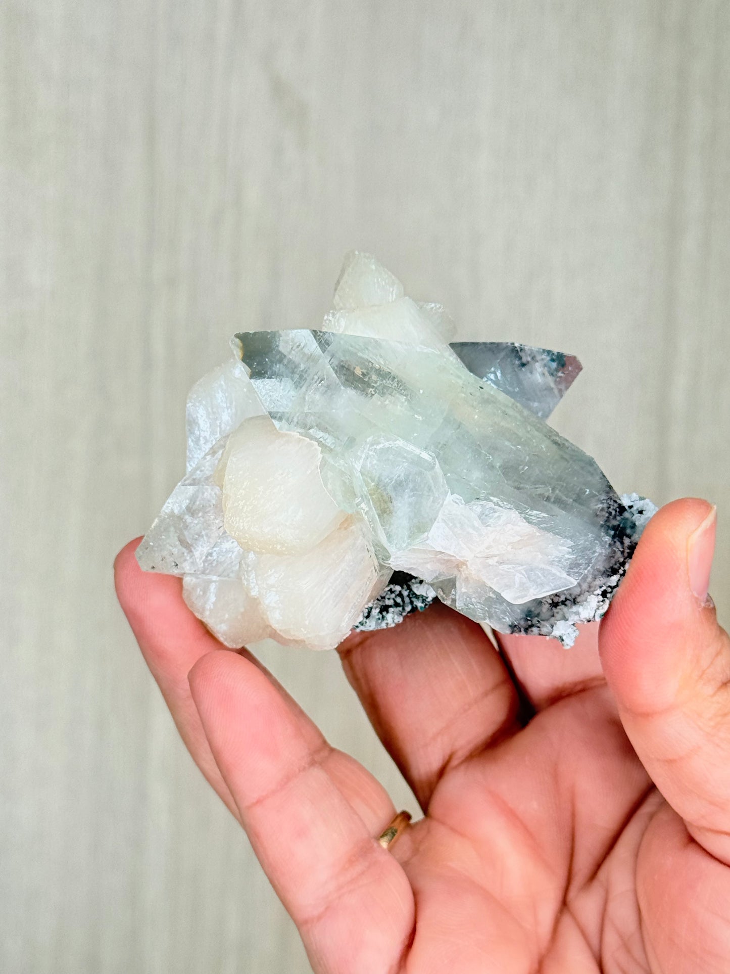 Apophyllite with Stilbite Crystal Specimen – Maharashtra, India | Luminous Zeolite Mineral Cluster - Auralis Crystals