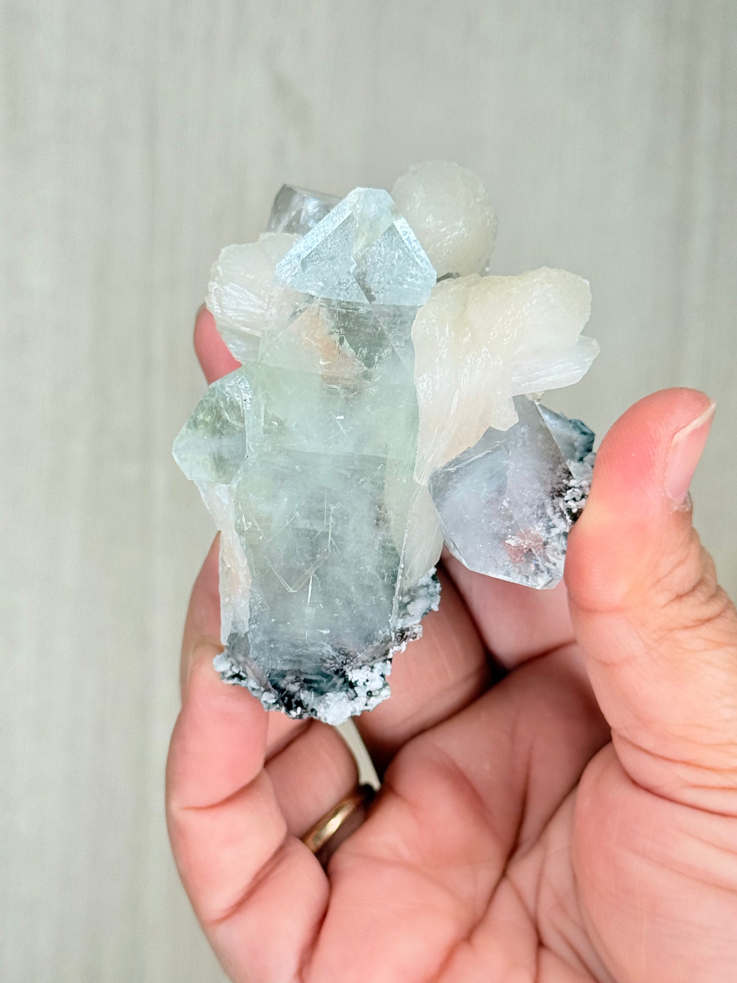 Apophyllite with Stilbite Crystal Specimen – Maharashtra, India | Luminous Zeolite Mineral Cluster - Auralis Crystals