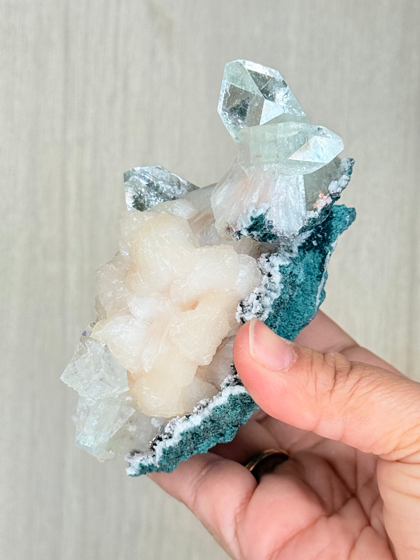 Apophyllite with Stilbite Crystal Specimen – Maharashtra, India | Luminous Zeolite Mineral Cluster - Auralis Crystals