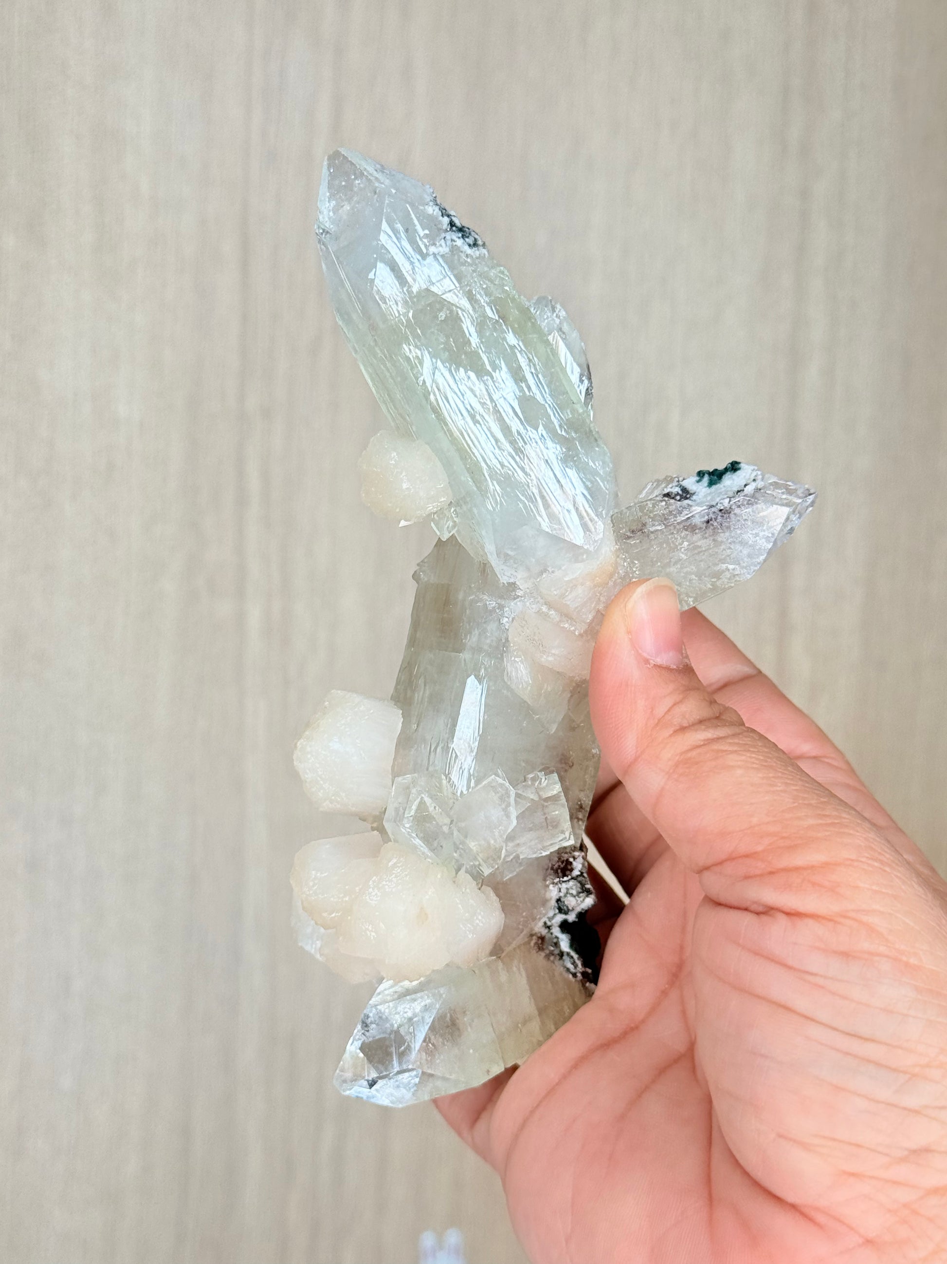 Apophyllite with Stilbite Crystal Specimen – Maharashtra, India | Luminous Zeolite Mineral Cluster - Auralis Crystals
