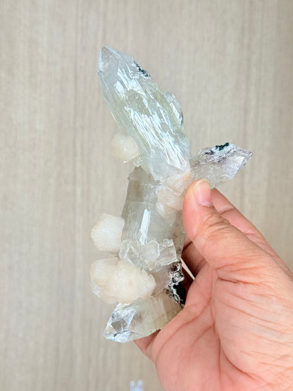 Apophyllite with Stilbite Crystal Specimen – Maharashtra, India | Luminous Zeolite Mineral Cluster - Auralis Crystals