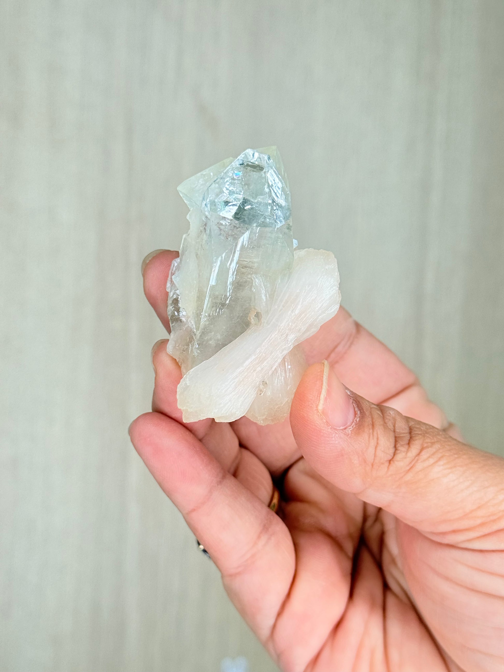 Apophyllite with Stilbite Crystal Specimen – Maharashtra, India | Luminous Zeolite Mineral Cluster - Auralis Crystals