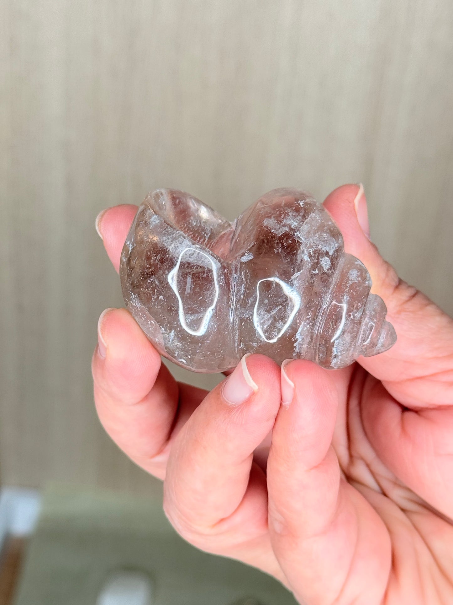 Smoky Quartz Shell Carving
