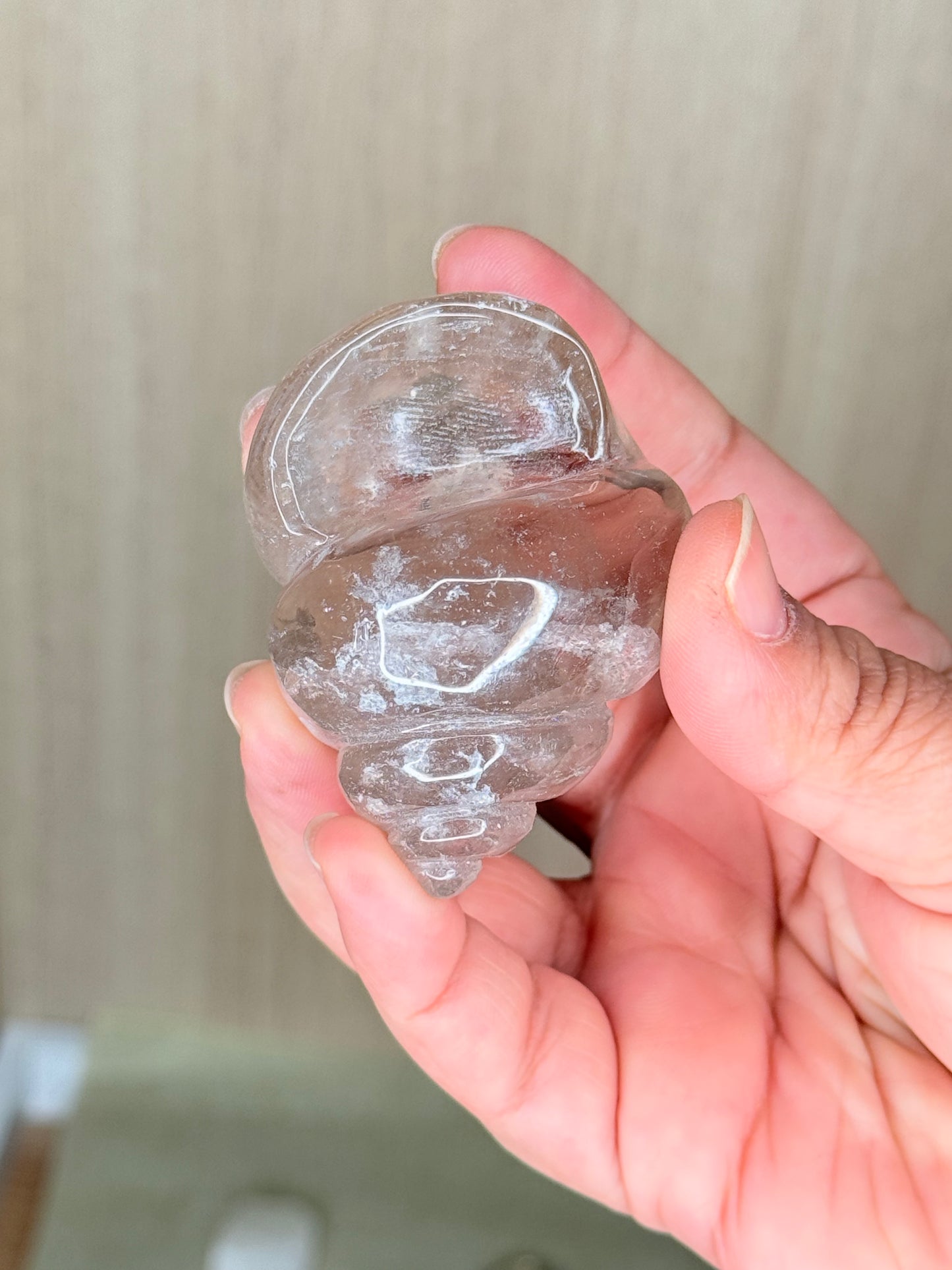 Smoky Quartz Shell Carving