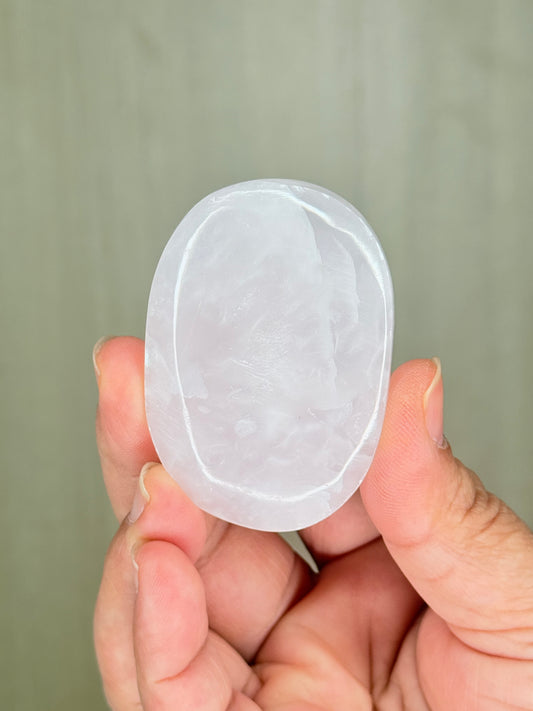 Pink Mangano Calcite Palmstone – Mystical Crystal for Love & Emotional Healing