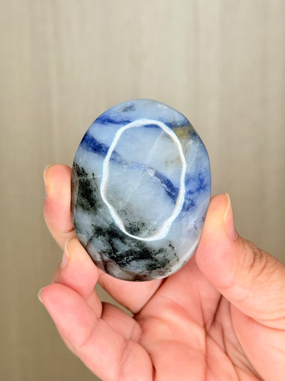 Porcelain Jasper (UV Reactive Sodalite) Palmstones – Mystical Crystal for Insight & Energy - Auralis Crystals