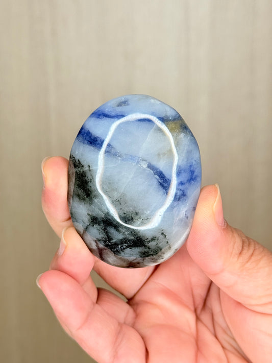Porcelain Jasper (UV Reactive Sodalite) Palmstones – Mystical Crystal for Insight & Energy