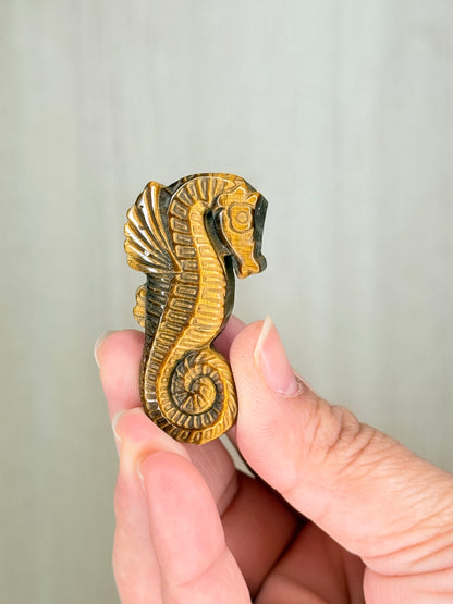 Golden Tiger Eye Seahorse Carving (Small)