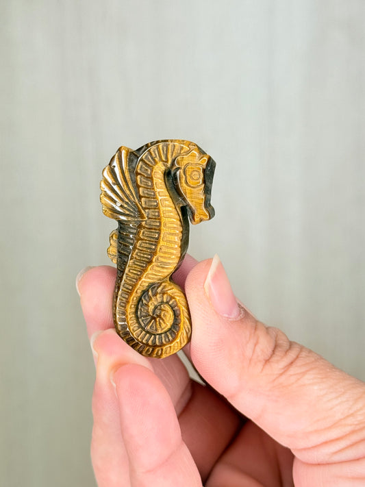 Golden Tiger Eye Seahorse Carving (Small)