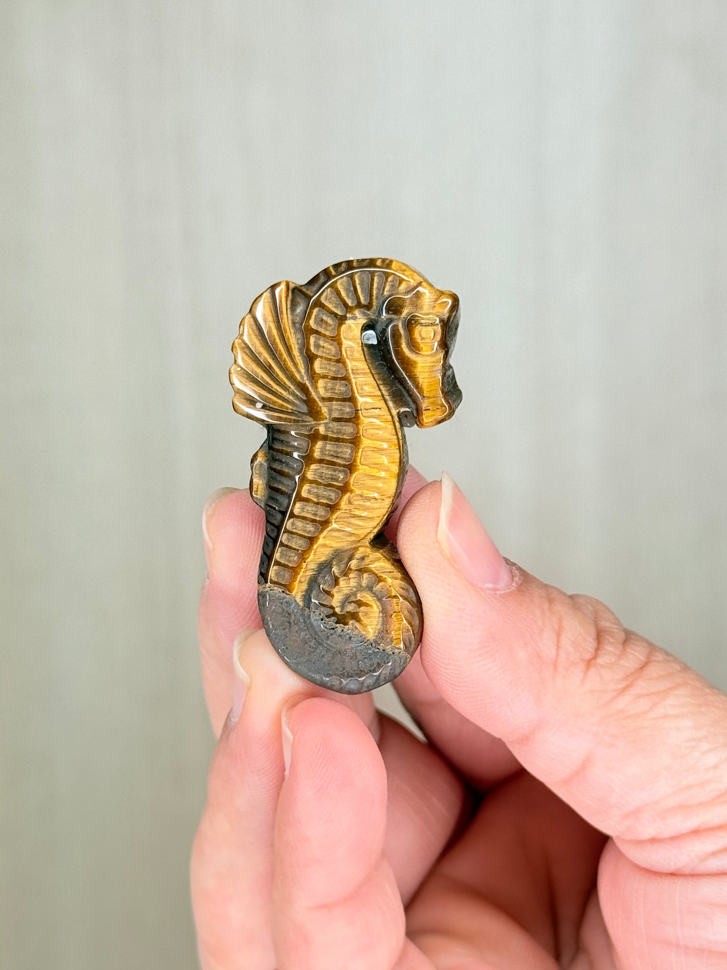 Golden Tiger Eye Seahorse Carving (Small)