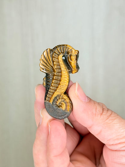 Golden Tiger Eye Seahorse Carving (Small)
