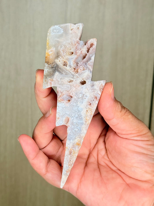 Brazilian Pink Amethyst Lightning Bolt Carving – Crystal for Clarity & Renewal