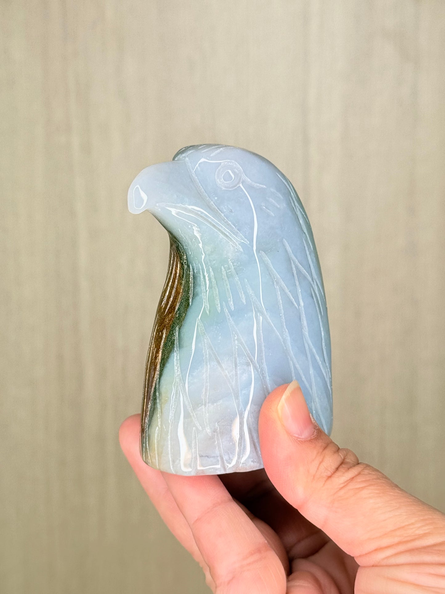 Ocean Jasper Eagle Head Carving – Symbolic Crystal for Insight & Protection - Auralis Crystals