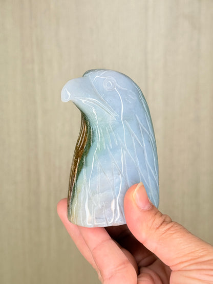 Ocean Jasper Eagle Head Carving – Symbolic Crystal for Insight & Protection - Auralis Crystals
