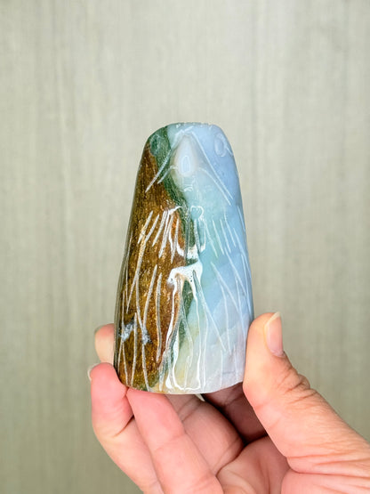 Ocean Jasper Eagle Head Carving – Symbolic Crystal for Insight & Protection - Auralis Crystals