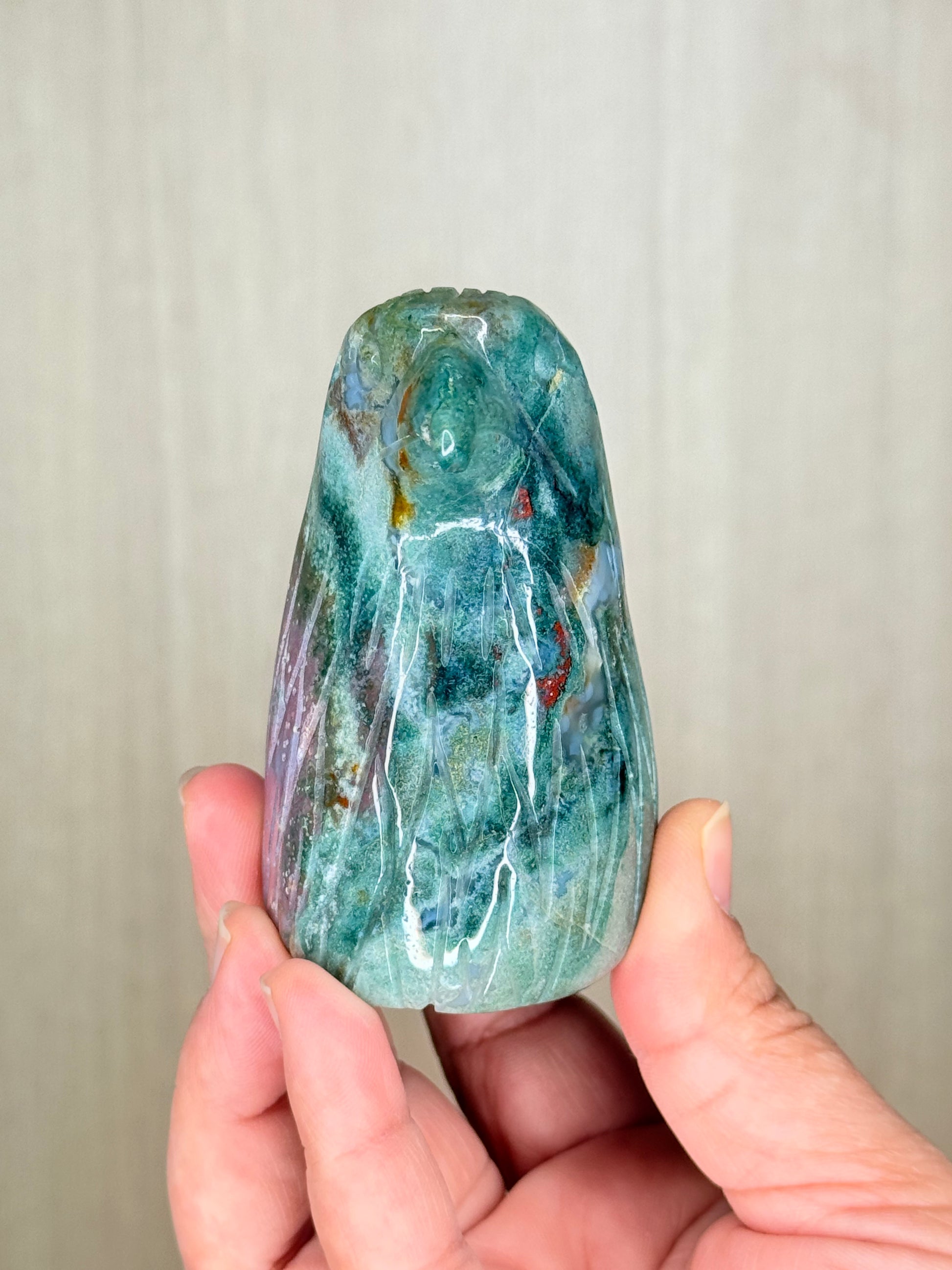 Ocean Jasper Eagle Head Carving – Symbolic Crystal for Insight & Protection - Auralis Crystals