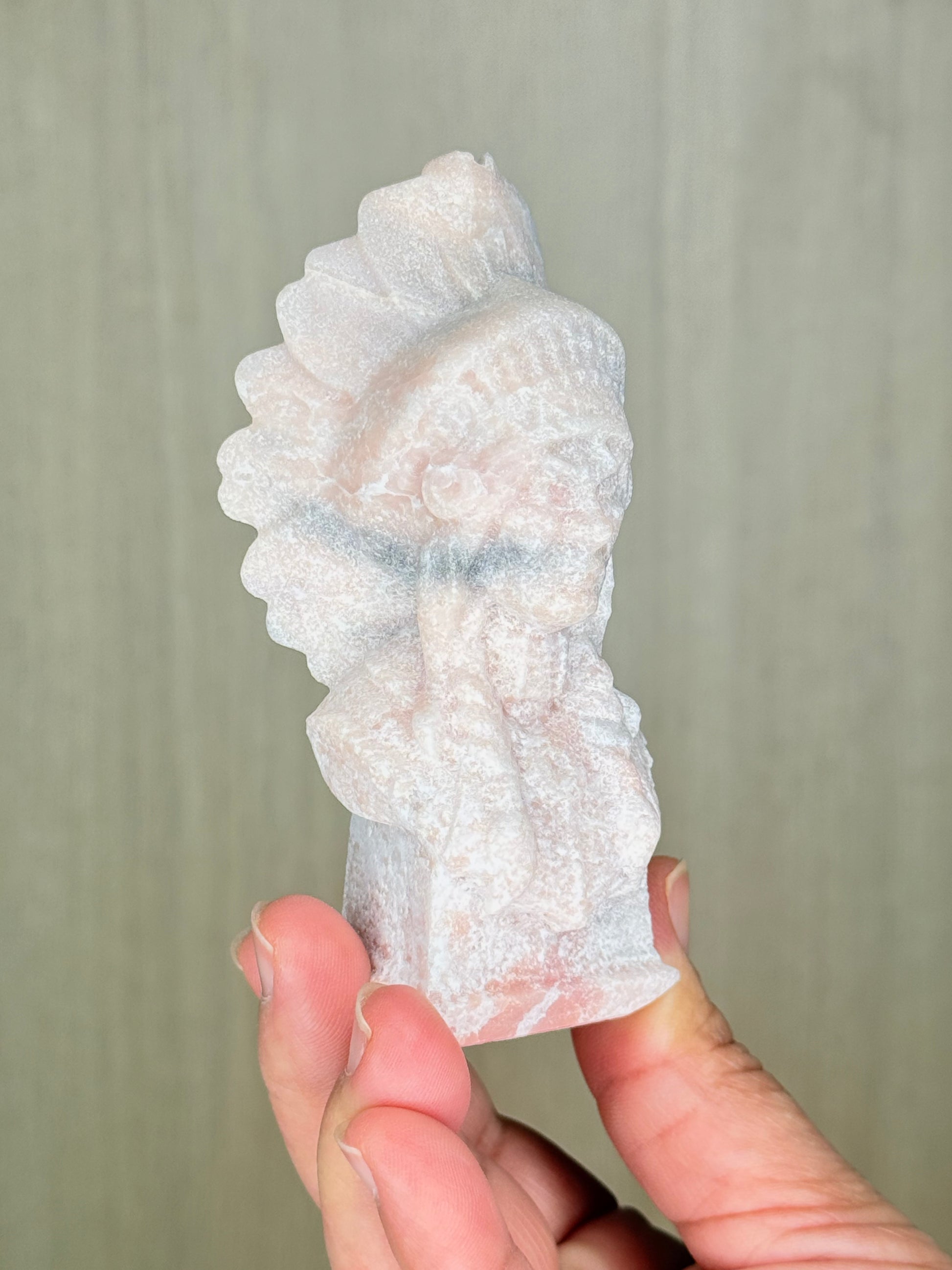 Native Indian Carving – Orange Calcite & Pink Opal Crystal for Harmony & Joy - Auralis Crystals