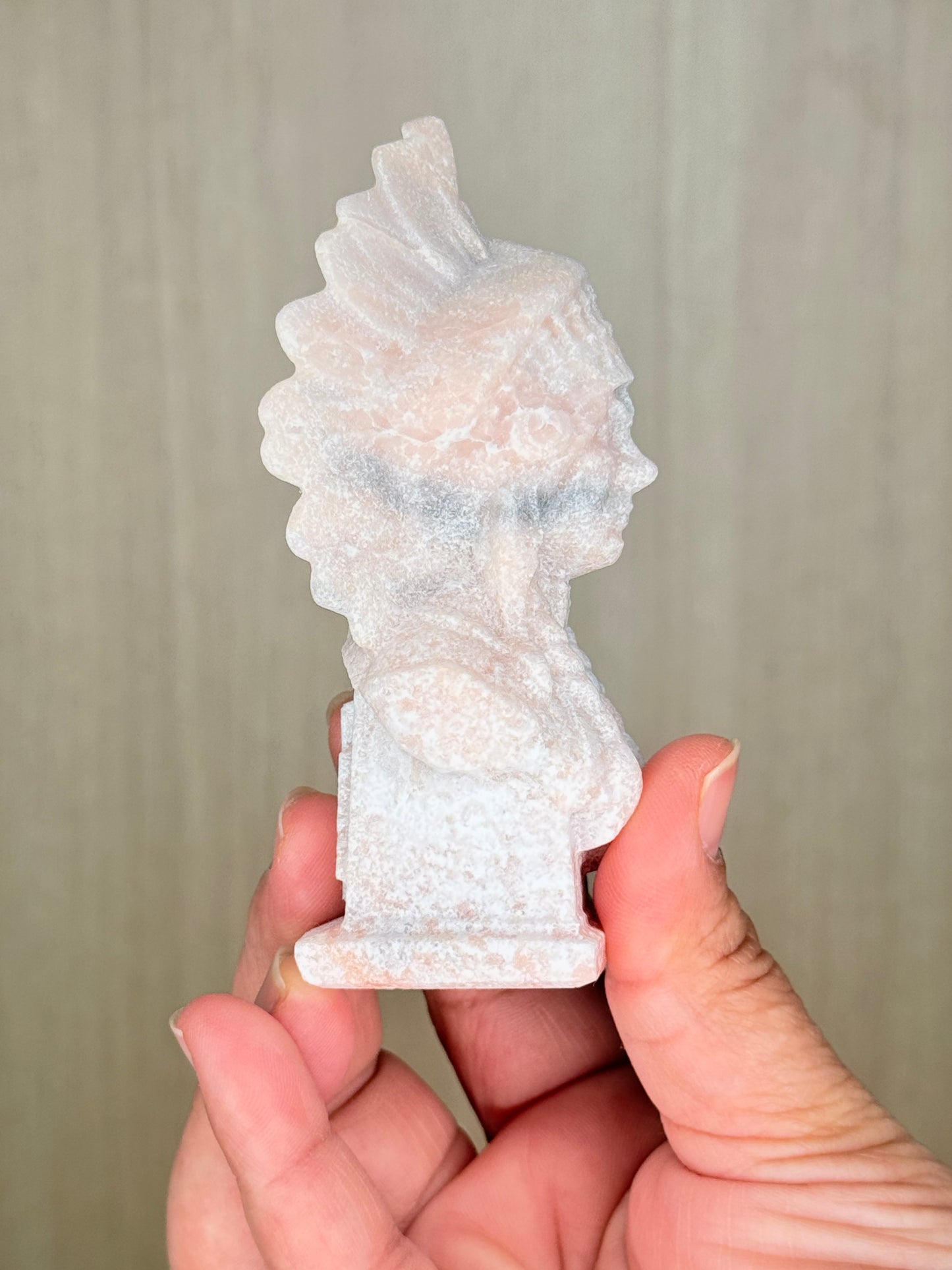Native Indian Carving – Orange Calcite & Pink Opal Crystal for Harmony & Joy - Auralis Crystals