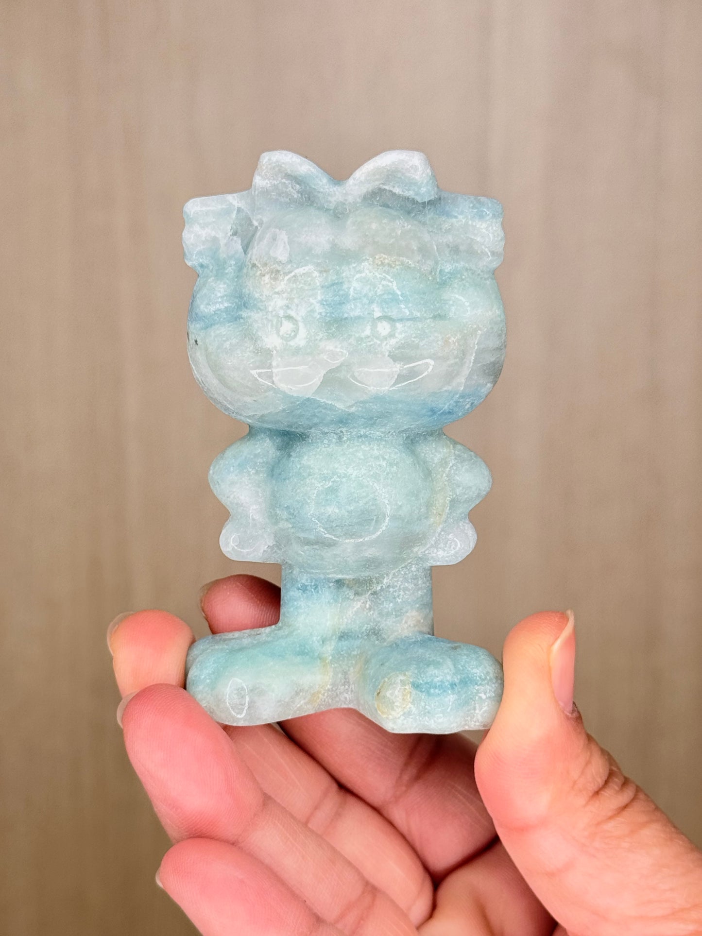 Amazonite Garfield Carving – Whimsical Crystal for Joy & Calm - Auralis Crystals