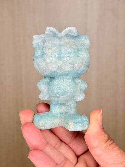 Amazonite Garfield Carving – Whimsical Crystal for Joy & Calm - Auralis Crystals