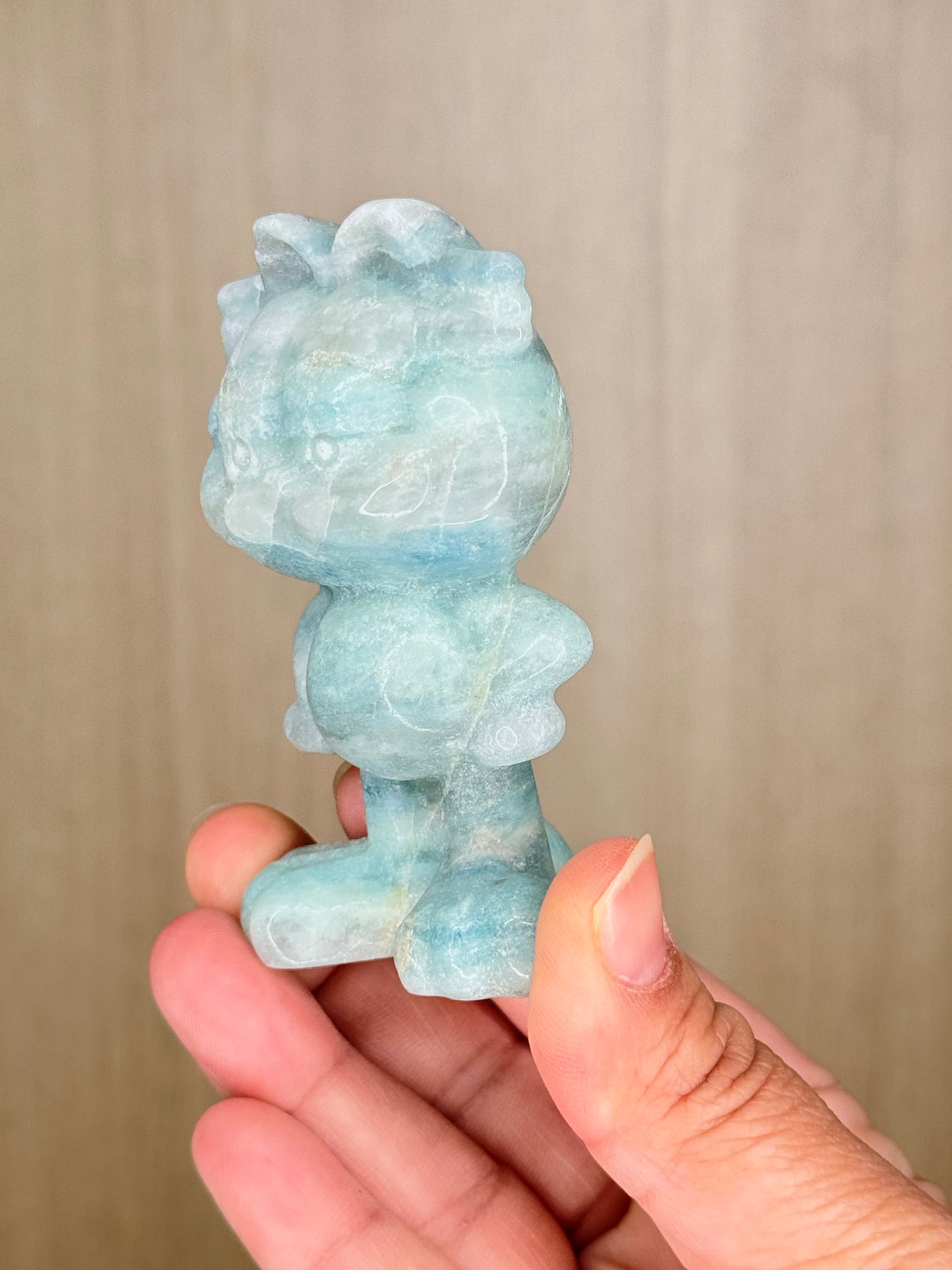 Amazonite Garfield Carving – Whimsical Crystal for Joy & Calm - Auralis Crystals