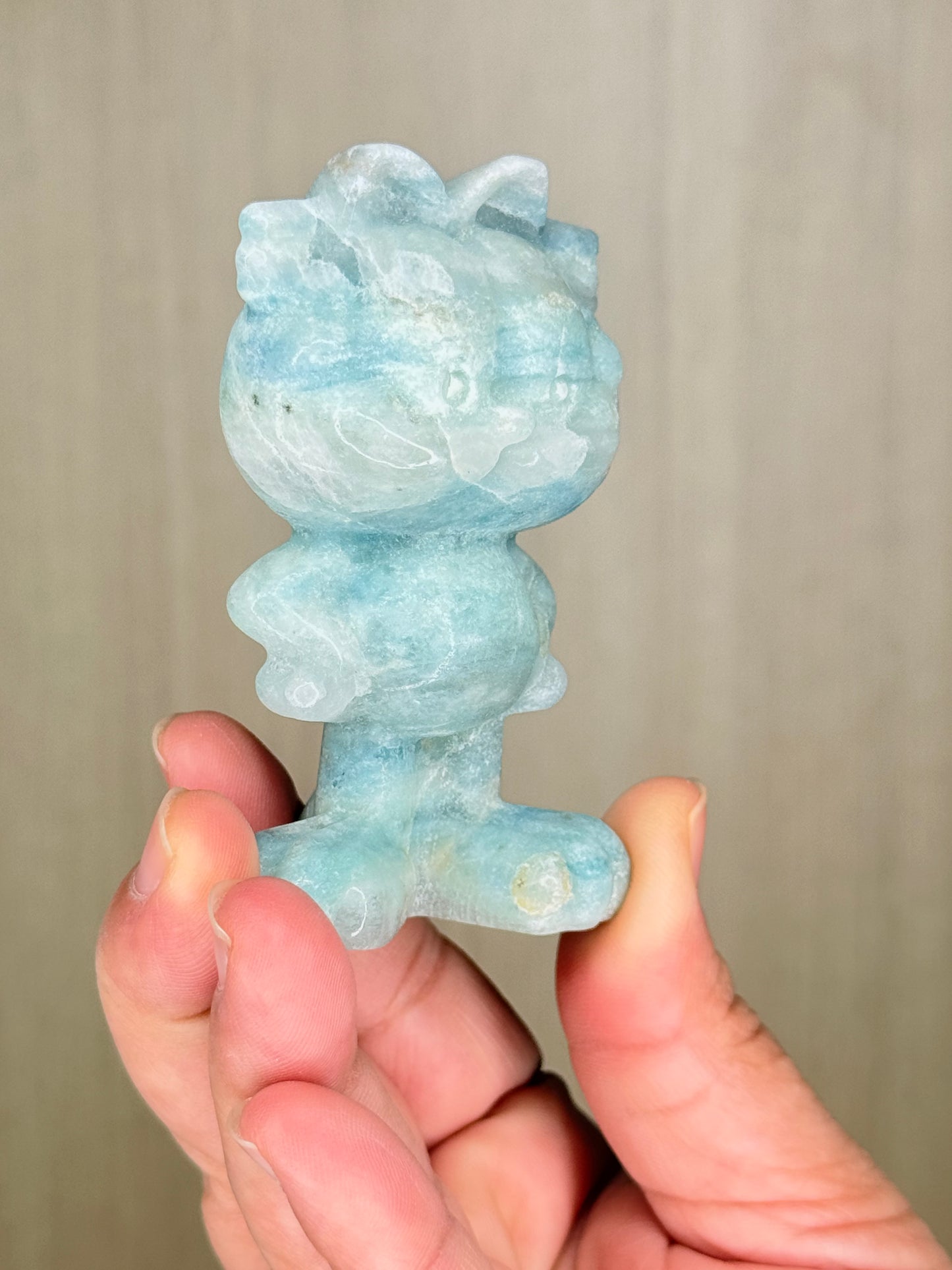 Amazonite Garfield Carving – Whimsical Crystal for Joy & Calm - Auralis Crystals