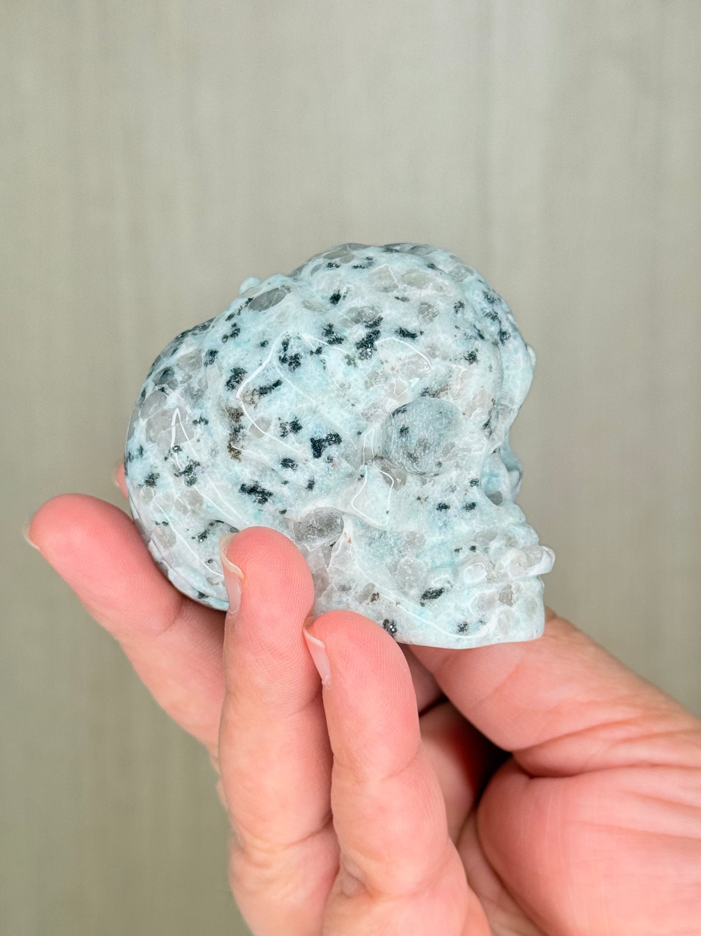 Pumpkinhead Skull Carving – Yellow Jade & Kiwi Jasper Crystal for Transformation & Grounding - Auralis Crystals