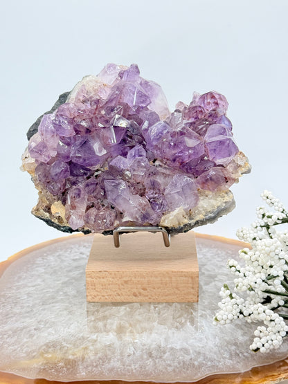 Natural Brazilian Amethyst Cluster – Deep Violet Crystal Formation - Auralis Crystals