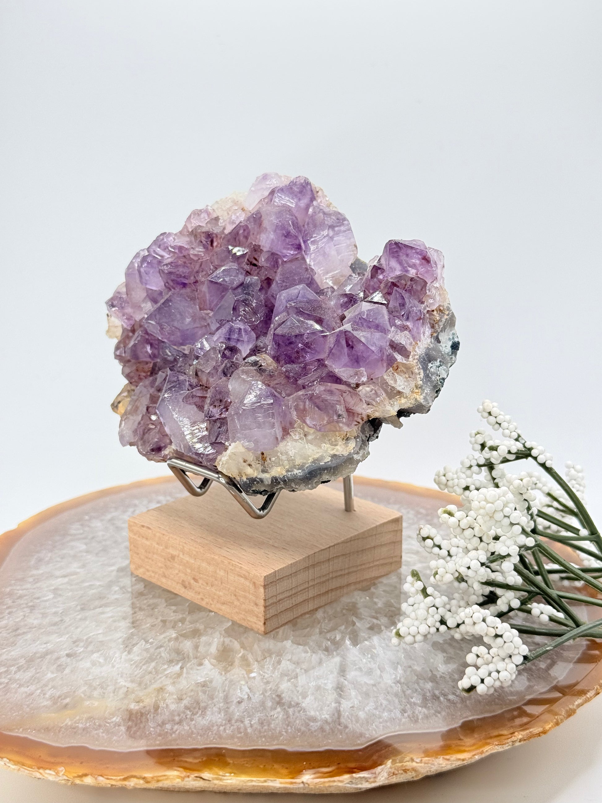 Natural Brazilian Amethyst Cluster – Deep Violet Crystal Formation - Auralis Crystals