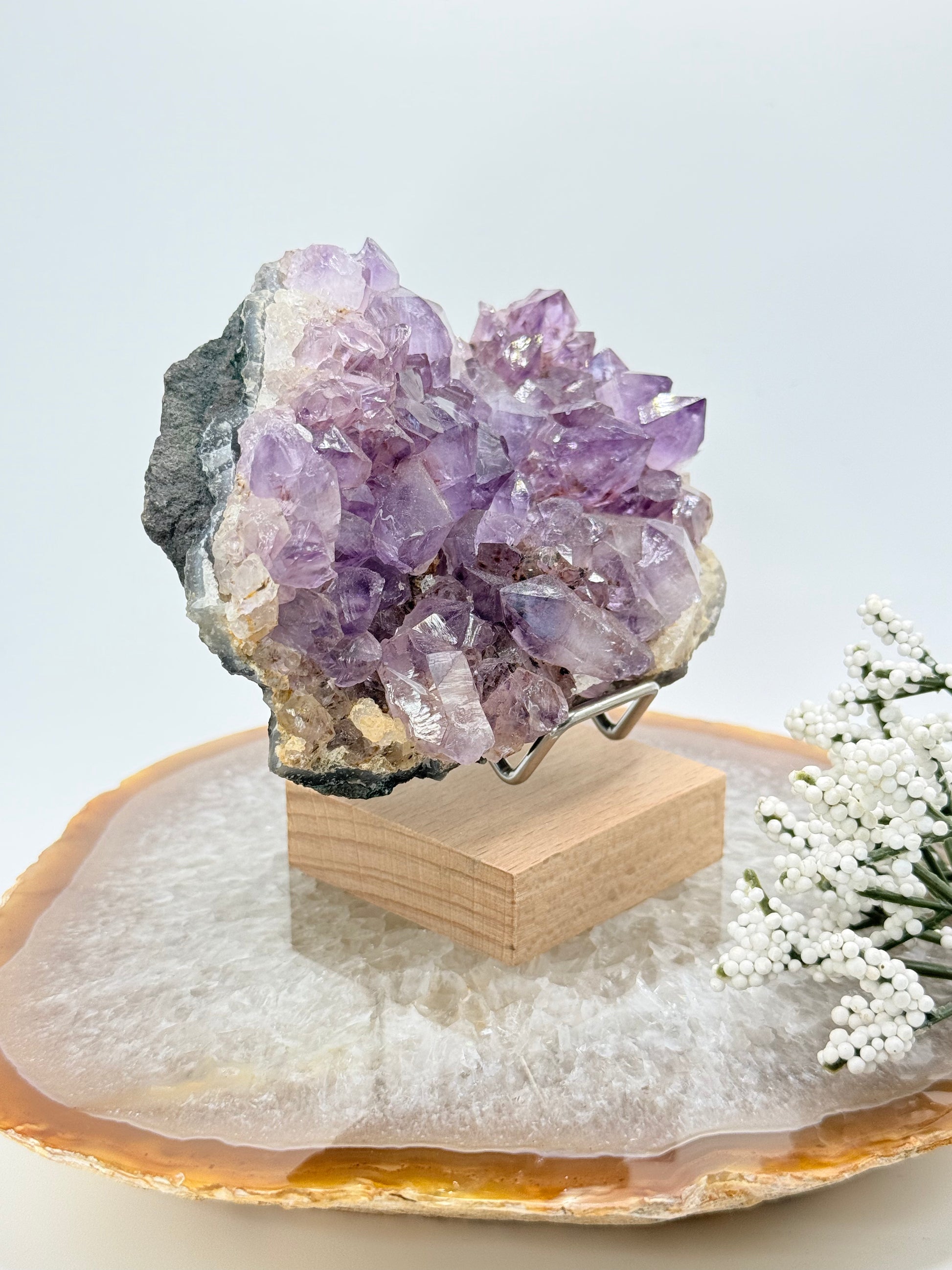 Natural Brazilian Amethyst Cluster – Deep Violet Crystal Formation - Auralis Crystals