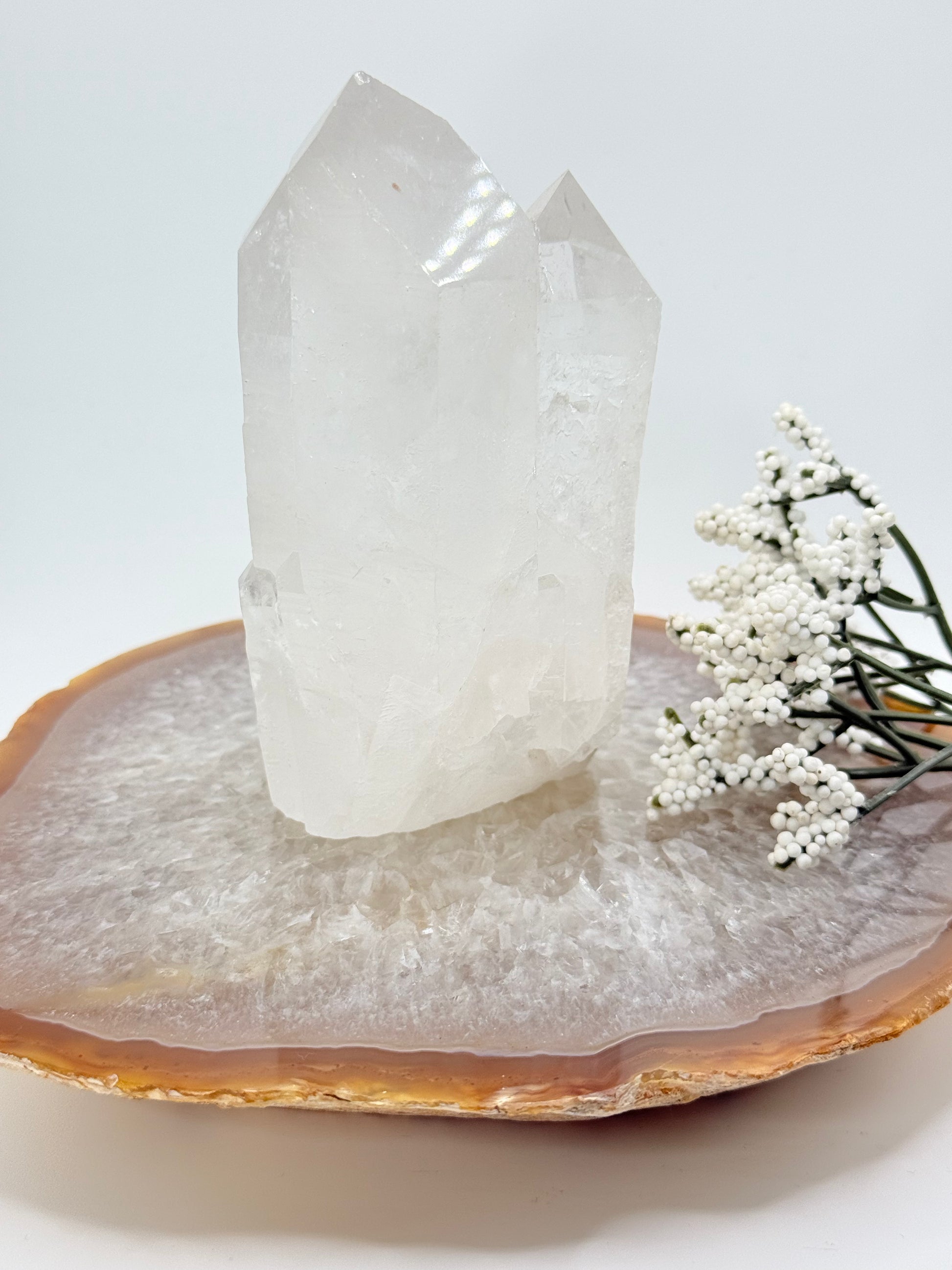 Brazilian Clear Quartz Cluster – Large Prismatic Natural Points - Auralis Crystals
