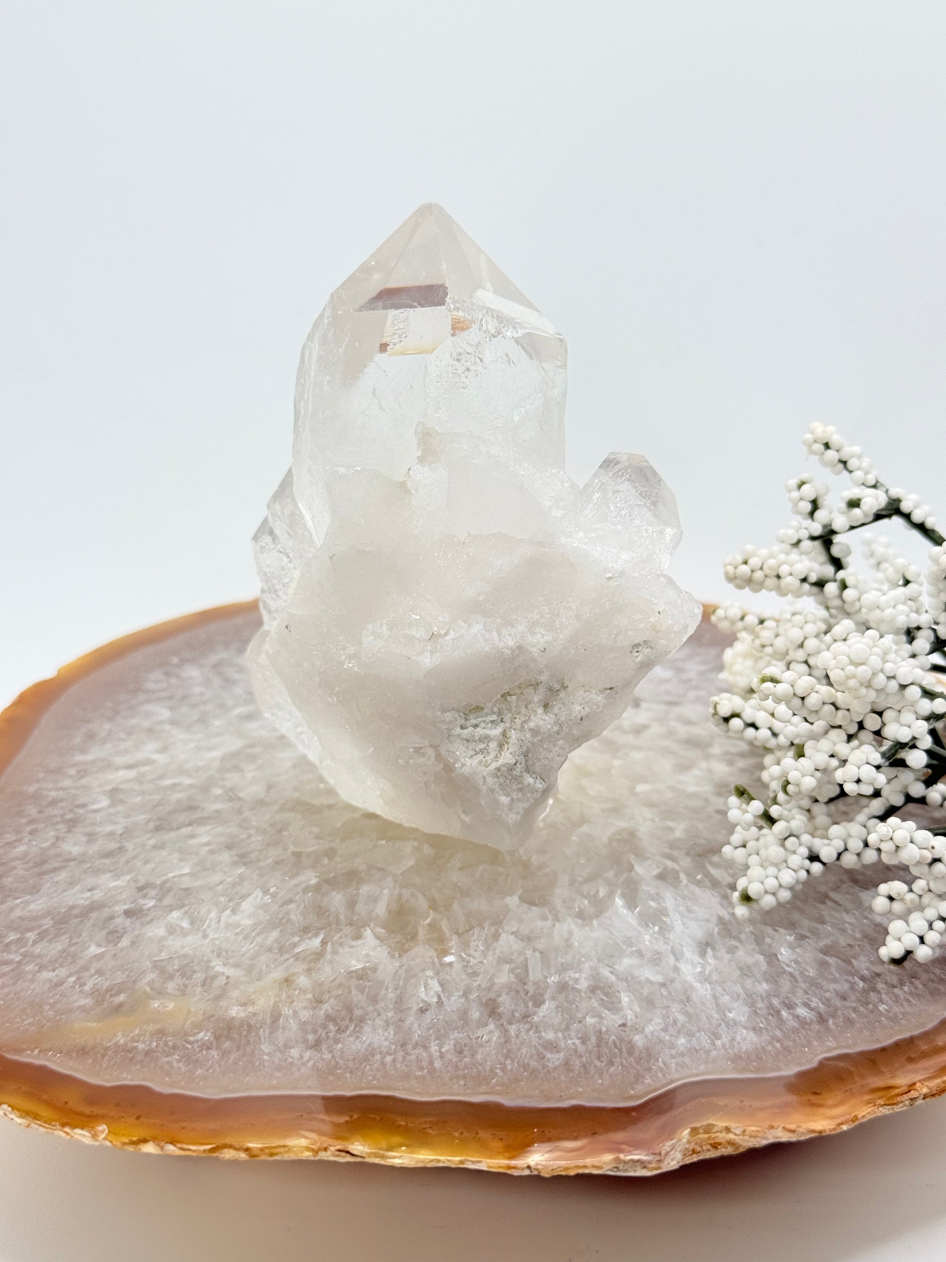 High-Grade Clear Quartz Cluster from Brazil – Prominent Natural Points - Auralis Crystals