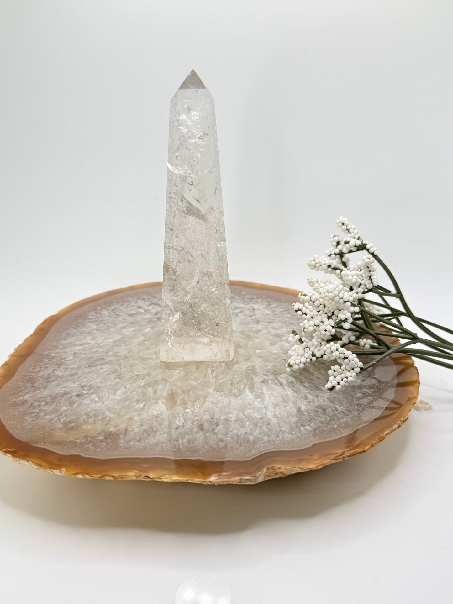 Clear Quartz with Light Smoky Obelisk – Natural Crystal for Clarity & Grounding