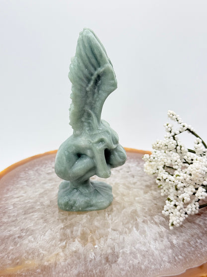 Fallen Angel Carving – Alashan Jade & Pink Opal Crystal Carving - Auralis Crystals