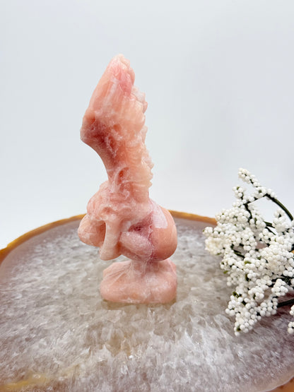 Fallen Angel Carving – Alashan Jade & Pink Opal Crystal Carving - Auralis Crystals