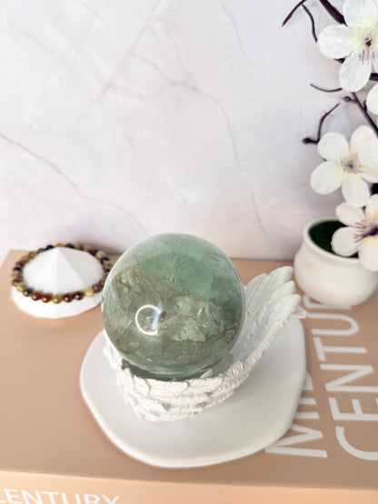 🌀 Baja Blast Green Fluorite Sphere – Clarity in Motion - Auralis Crystals