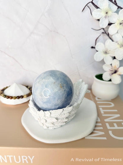 Blue Celestite Sphere (Medium) – Calm, Clarity & Quiet Luxury - Auralis Crystals