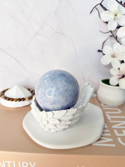 Blue Celestite Sphere (Medium) – Calm, Clarity & Quiet Luxury - Auralis Crystals