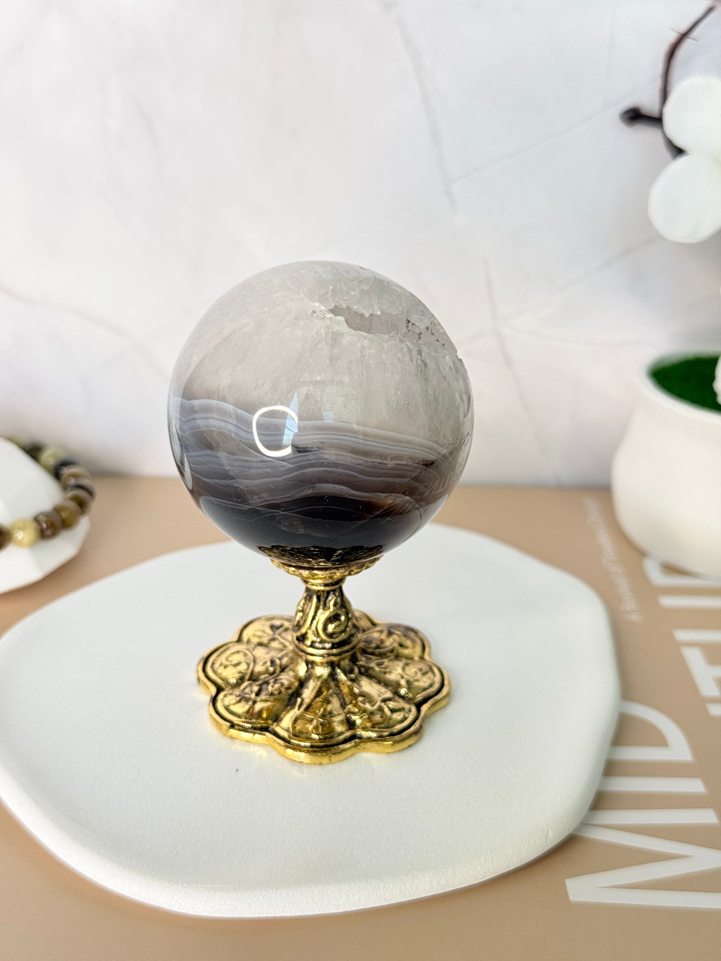 Brazilian Druzy Agate Sphere – Celestial Core - Auralis Crystals